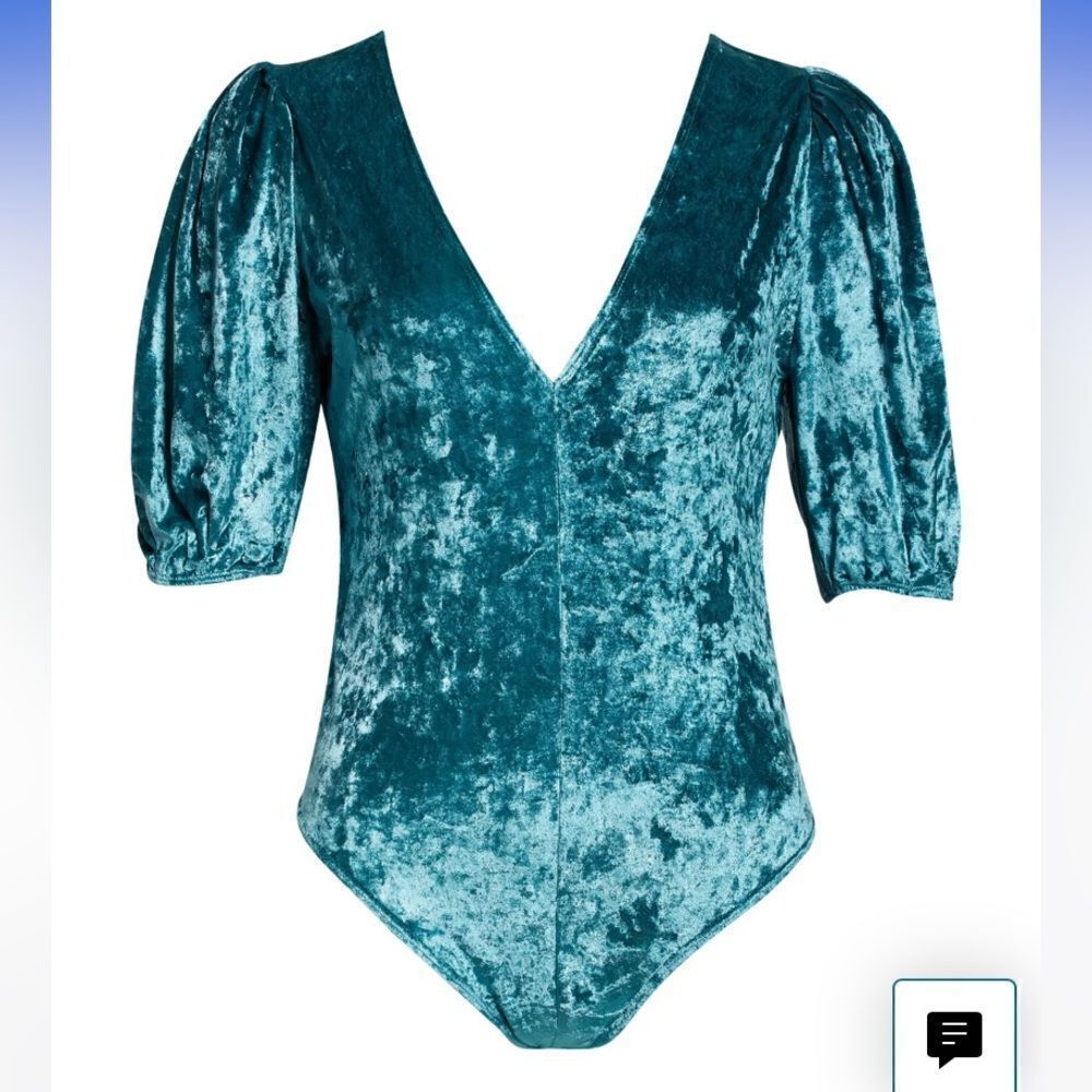 Free People  You Wish Velvet Bodysuit
NWT deep Teal color size S